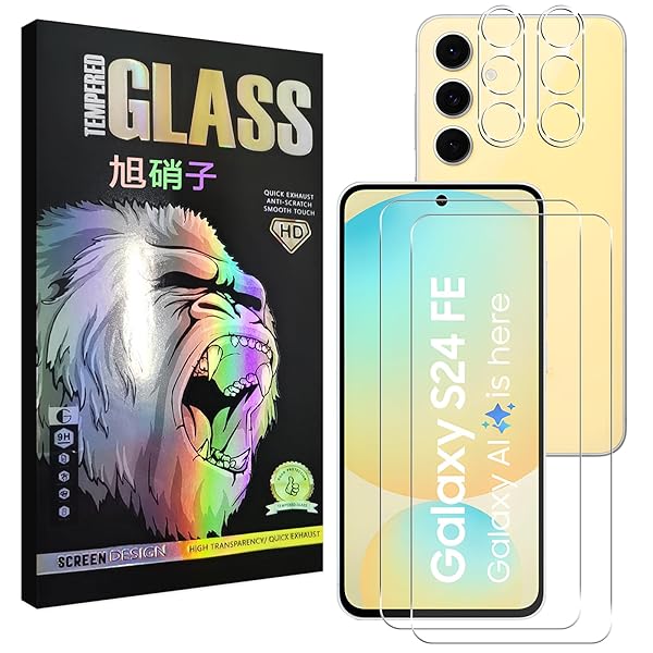 Galaxy S24 FE 5G フィルム 指紋認証対応【2+2 枚セット-AGC旭硝子】 Galaxy S24 fe ガラスフイルム 【2枚】+ レンズフィルム 【2枚】 ギャラクシー S24 FE 液晶保護フィルム さらさら 強化ガラス 液晶 ガ