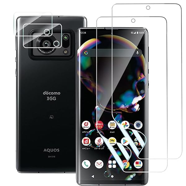 【2+2】Aquos R6 SH-51B 保護フィルム2枚+カメラフィルム2枚セット Aquos R6 フィルム 貼り付けやすい 全面保護 高透過率 指紋防止 ...