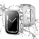【2 in 1 全面保護】Apple Watch 用 防水ケース 41mm アップルウォッチ カバー 直角エッジデザイン 保護 アップルウォッチ Series 9/8/7 カバー ガラスフィルム 一体型 二重構造 PC環保素材 一体型カバー背面カバー
