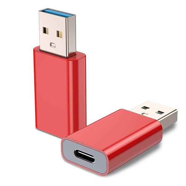 USB Type-C 変換アダプタ USB Type C メス to USB オス 変換 高速データ転スマホ パソコン ヘッドフォン ハードディスなどに対応（レッド-2個パック）