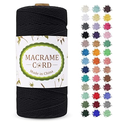 マクラメロープ 2mm x 200m マクラメ糸 綿ロープ yarn コットンロープ 綿糸 ひもめんマクラメ 紐 DIY 手編みロープ, 壁掛け, 鉢植え装飾,...