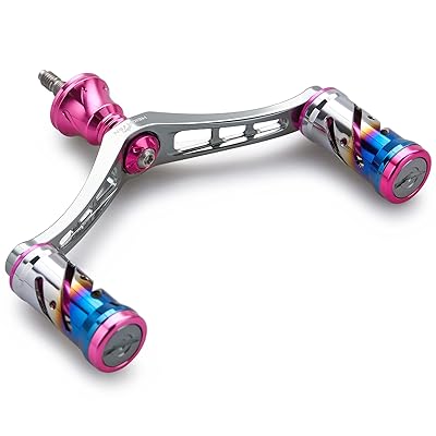 92mm リール ハンドル 16mm ノブ 搭載 シマノ ダイワ 通用 スピニングリール用 Vortex Series (ピンク(ノブ)＆ガンメタル(ハンドル)) (587)