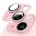 JEDirect カメラレンズフィルム iPhone 15 6.1 インチ/iPhone 15 Plus 6.7インチ用 全面保護 9H強化ガラス リングカバー マット金属プレート ケースに干渉なし 1枚入り (ピンク)