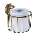 Bathfirst おしゃれ トイレットペーパーバスケット真鍮製 アンティークブロンズ仕上げ 壁掛け ネジ取付 防錆 バスルームアクセサリー ティッシュホルダー トイレットペーパーホルダー 紙巻器 キッチン トイレ 収納