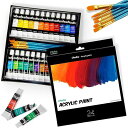 30点セット アクリル絵の具 24色 6本筆 12ml