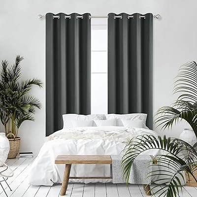 カーテン 突っ張り式 遮光 断熱 遮熱 防音 防寒 UVカット 132cm x 138cm ダークグレー