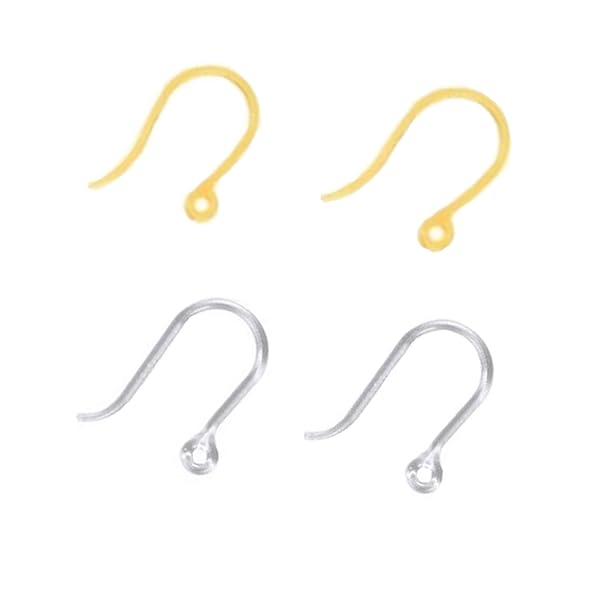 【 (ザ-ビ) 】樹脂ピアスフック カン付き 2色セット ／ 透明（クリア）＋ゴールド 各30個 (合計60個) ..