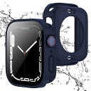 【2 in 1 全面保護】Apple Watch 用 防水ケース 44mm アップルウォッチ カバー 直角エッジデザイン 保護 アップルウォッチ Series SE/6/5/4 カバー ガラスフィルム 一体型 二重構造 PC環保素材 一体型カバー背面