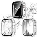 【2枚セット】Apple Watch 用 防水ケース 41mm アップルウォッチ カバー 直角エッジデザイン 2 in 1 全面保護 アップルウォッチ Series 9/8/7 カバー ガラスフィルム 一体型 二重構造 PC環保素材 一体型カバー背面