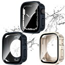 【2枚セット】Apple Watch 用 防水ケース 40mm アップルウォッチ カバー 直角エッジデザイン 2 in 1 全面保護 アップルウォッチ Series SE/6/5/4 カバー ガラスフィルム 一体型 二重構造 PC環保素材 一体型カバ