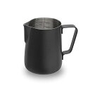 ミルクピッチャー ミルクジャグ ラテアートピッチャー ミルク泡立て器ジャグエスプレッソ蒸気ピッチャー ステンレス製 目盛り付き ラテアート カプチーノカップ ブラック 350ml(12oz)(3)