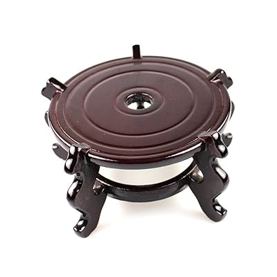 風水 中国の木製 花台 フラワースタンド 置き台 鉢置き ベランダ 4 Inch ブラウン