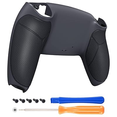 ps5コントローラー用ラバライズドグリップカスタムバックハウジングボトムシェル、ps5コントローラー対応交換用バックシェルカバー【クラシックグレー＆ダークグレー】