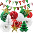 クリスマス 飾りセット 飾り付け クリスマス用ガーランド ペーパーファン ハニカムボール ペーパーフラワー スター クリスマスツリーパーティー 飾り 学園祭 デコレーション 装飾 インテリア 豪華セット(B)