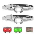 ヘッドライト 電池式 LEDヘッドランプ 2個セット 白&赤&緑ライト 5つ点灯モード 65°角度調整可能 超軽量 高輝度 単4形電池6本付き 防水 アウトドア...