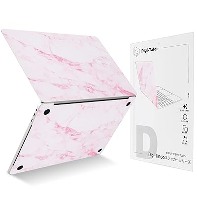 スキンシール MacBook Air 13.6 インチ M3 M2 2022~2024 と互換性あり A3113 A2681 カバー ケース フィルム ステッカー 保護 取り外し可能、傷つき防止および残留物フリ [ピンク模様の大理石]