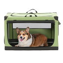 ソフトクレート ペットケージ 犬用クレート 中型ペット 折り畳み ペットハウス 猫犬兼用 組み立て簡単 カバーが取り外し可能 ハンドル付き ポケット付き 持ち運び 3つの出し入れ口 通気 しっかり アウトドア 急に来客時 病院 キャンプ M グリーン