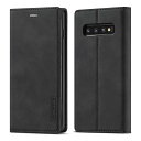 Samsung Galaxy S10 ケース ギャラクシー S10 ケース 手帳型 高級PUレザー 艶なしPU革 TPU バンパー カード収納 スタンド機能 マグネット 耐衝撃 全面保護 定番 おしゃれ 財布型 カバー - ブラック