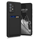 スマホケース Samsung Galaxy A52 / A52 5G / A52s 5G対応 ケース -カードホルダー付き ソフト TPU シリコン 黒色