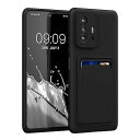 スマホケース Xiaomi 11T / 11T Pro対応 ケース -カードホルダー付き ソフト TPU シリコン 黒色マット