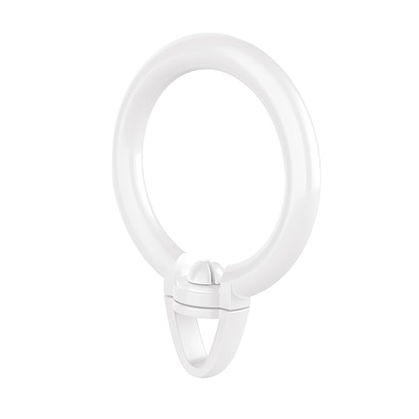 つっぱり棒用カーテンリング 内径42mm 360°回転でき (10個, ホワイト)