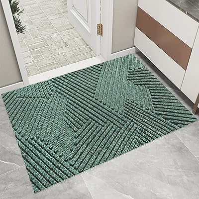 玄関マット 北欧 室内 屋外 泥 砂落とし 水や日差しに強く お手入れ簡単 水洗い pvc 玄関 マット 風水 おしゃれ 玄関外マット 店舗用玄関マット業務用玄関マット 滑り止め付き 足拭きマット 約45×75cm グリーン