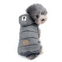 ペット 犬服 ジャケット パーカー フード付き 防寒 暖かい 綿 かわいい フリース コート 秋冬 おしゃれ ドッグウェア 小型犬 洋服 グレー S(4)