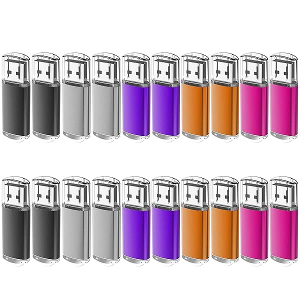 USBメモリ 1GB 20個セット フラッシュメモリー USB2.0 フラッシュドライブ キャップ式 防塵性能優れ ストラップ付き LEDライト付き (1GB 5色)