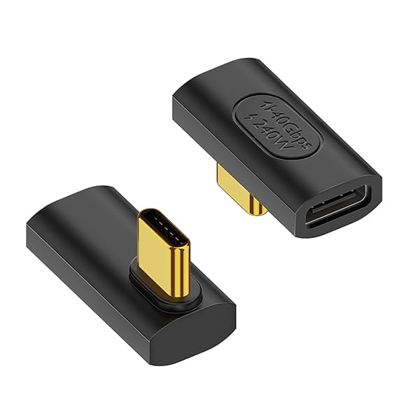 USB Type-c L字 アダプタ, 40Gbps USB-C 変換アダプタ L字型、240W USBタイプCオスからメス延長アダプター、8K@60Hz対応、type-c 延長コネクタ、PlayStation 5、Xbox Series X、Del