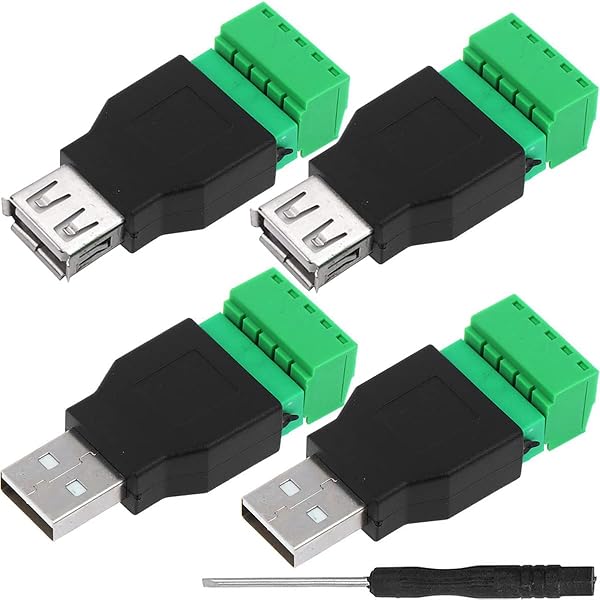 USBのタイプAのコネクターねじ端子のSolderless 5の方法かピンブロックのアダプター、USBケーブル、4 個のための盾の末端のプラグイン可能なタイプコンバーターへのUSB 2.0の修理用キットの男性の女性