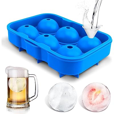 製氷皿 丸氷 製氷器 丸い氷 直径4.5cm 溶けにくい シリコーン製 透明な氷 作る 氷トレー 省スペース 6個穴 ブルー