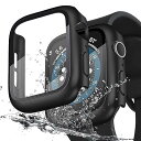 Apple Watch 用 防水ケース seriesSE2/6/SE/5/4 40mm アップルウォッチ保護カバー ガラスフィルム 一体型 PC素材 全面保護 超薄型 装着簡単 耐衝撃 高透過率 指紋防止 傷防止 ブラック(2)