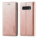 Samsung Galaxy S10 Plus スマホケース 携帯ケース 手帳型 高級PUレザー 艶なしPU革 TPU バンパー カード収納 スタンド機能 マグネット 耐衝撃 全面保護 定番 おしゃれ 財布型 カバー - ローズゴールド