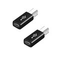 USB-Bオス-TYPE Cメス変換アダプタ USB 2.0 480mbps MIDI変換アダプター PC,スマホ、MIDIキーボード、デジタルピアノ、プリンター、電子ピアノ、印刷機などに対応 (01 黒2個入り)