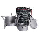 軽量 チタン 薪ストーブ アルコールストーブ 小型 五徳 バーナー キャンプ 登山 アウトドア用品 料理用 収納袋付き A-Ti2013C