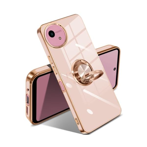 AQUOS wish5 ケース リング付き リング ウィッシュ5 カバー 米軍MIL規格 人気 耐衝撃 メッキ加工