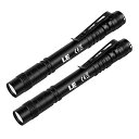 LED 懐中電灯 小型 ペンライト 2個セット 【高輝度/明るさ120ルーメン/3段階調光/防水/アルミ合金製/高耐久】 クリップ付き 携帯便利 作業 防災 ライト ハンディライト 単四電池対応(充電池対応不可) 2個入