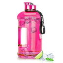 ハーフガロン 水筒 2.2L ラージ スポーツ用 ウォーターボトル ハンドル付き 74オンス ビスフェノール-A不使用 繰り返し利用可能 プラスチック製 水差し...