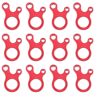アルミ 自在金具 カタツムリ ロープストッパー ガイラインライナー ロープテンショナー ガイロープ 長さ調整 キャンプ用品 テントアクセサリー (レッド (カタツムリ) - 12個)