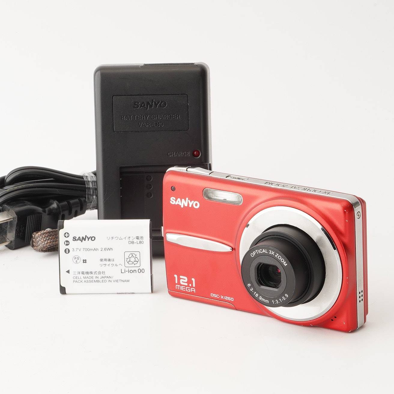 Sanyo DSC-X1260 レッド 3x 光学ズーム