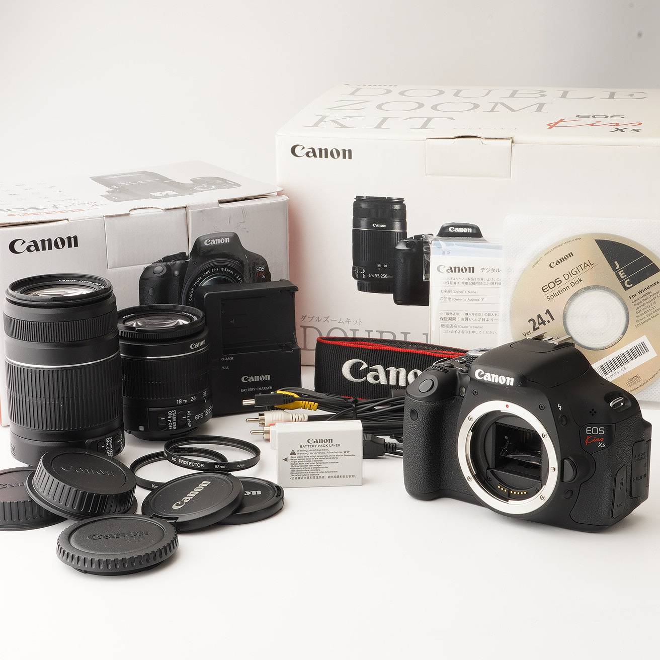 Canon EOS55S 美品 CANON ZOOM LENS EF-S 55-250mm 1:4-5.6 IS (良品） 01-22-12