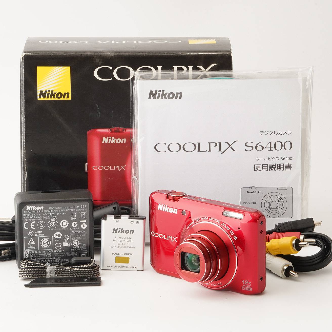 乐天商城 - ニコン Nikon COOLPIX S6400 グロッシー レッド 12x 光学ズーム