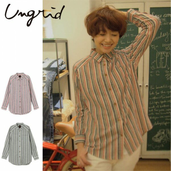 Ungrid(アングリッド)7,990⇒6,392(20%OFF)(Casual)起毛マルチストライプシャツ(111440436601)ストライプ柄 シャツ レディース カジュアル 送料無料