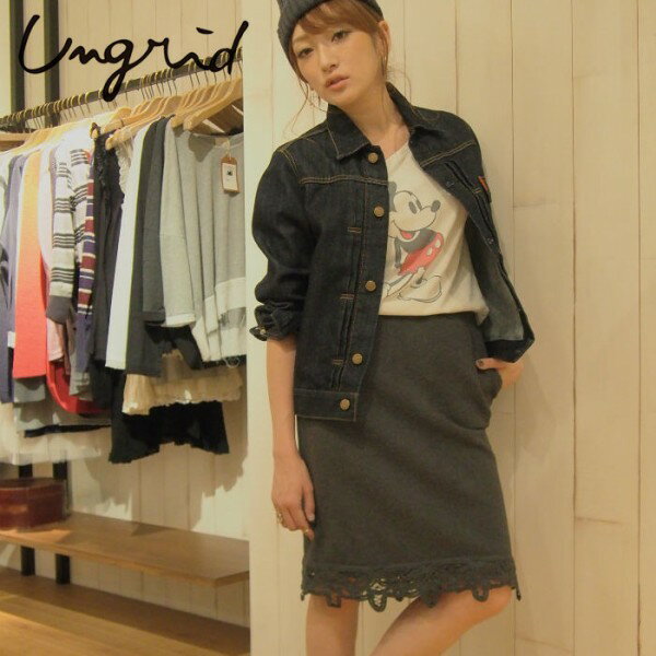 Ungrid(アングリッド)7,990⇒4,794(40%OFF)(Lady)バテンレースコンビ裏毛タイトSK(111440871501) スウェット タイトスカート レディース カジュアル