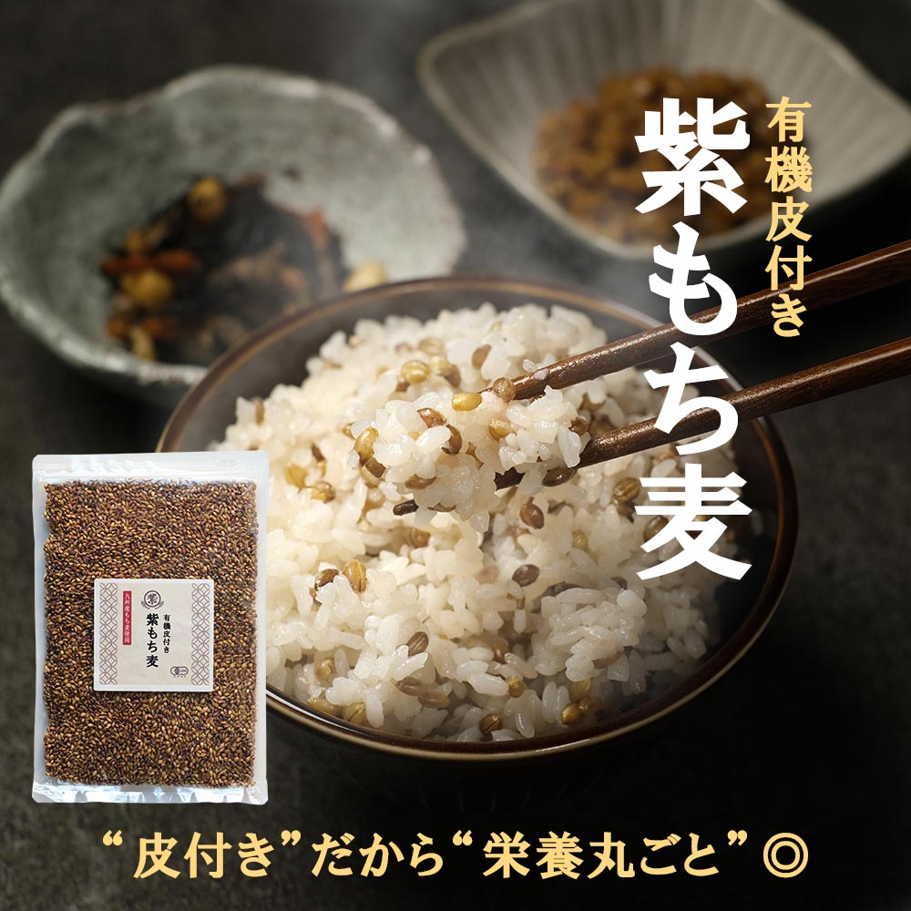 【380円OFF】もち麦 有機 オーガニック 皮付 紫もち麦 500g もち麦ごはん もちむぎ もち麦満腹 国産 送料無料 無添加 持ち麦 ダイシモチ 熊本県産 餅麦 食物繊維 β-グルカン タンパク質 栄養 健康 低GI アントシアニン ダイエット レビュー特典