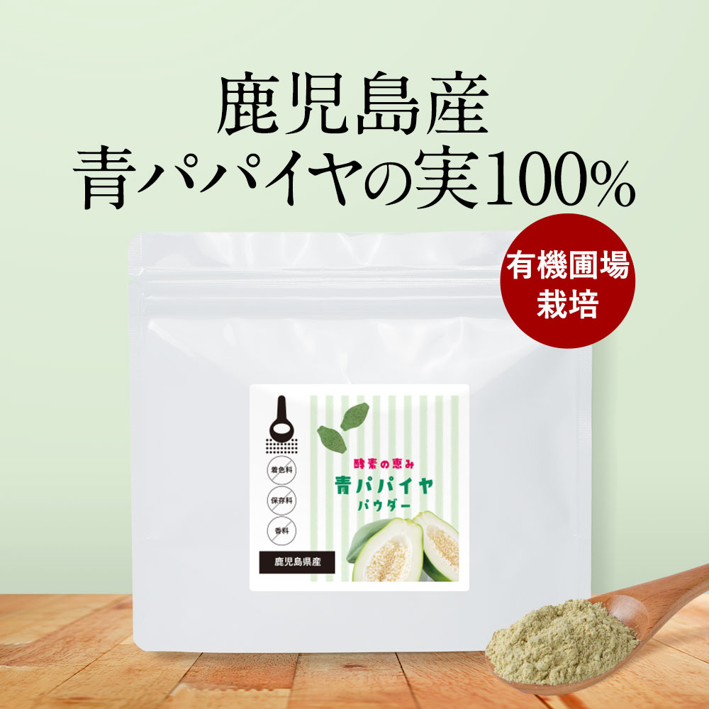 青パパイヤ 酵素 粉末 パウダー 60g パパイヤ酵素 スーパーフード エイジングケア 美容 健康 ダイエット ポリフェノール ビタミン 免疫 抗酸化 国産 九州産 鹿児島産 送料無料