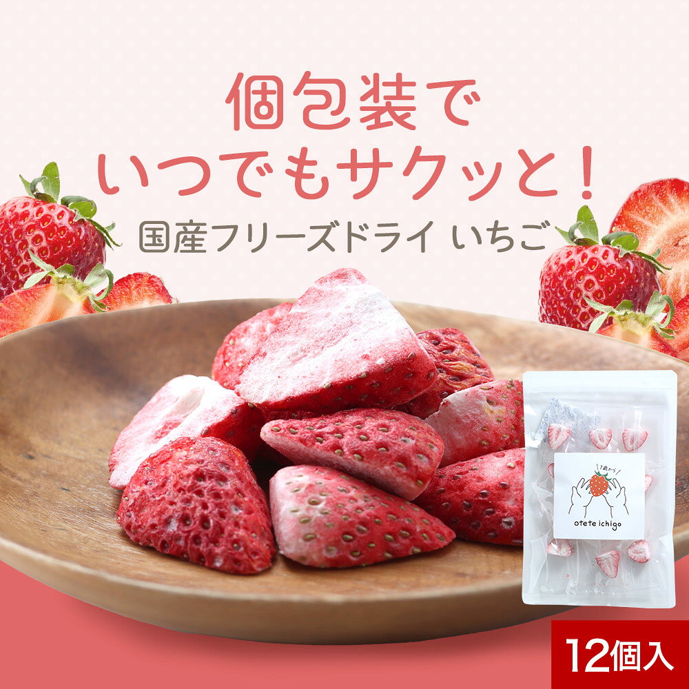 フリーズドライ 国産 いちご 苺 個包装 otete ichigo 12個 入り 砂糖不使用 おやつ 子供 健康 乾燥いちご ベビー べたつかない ビタミンC 葉酸 食物繊維 アントシアニン カリウム 1歳 幼児 送料無料