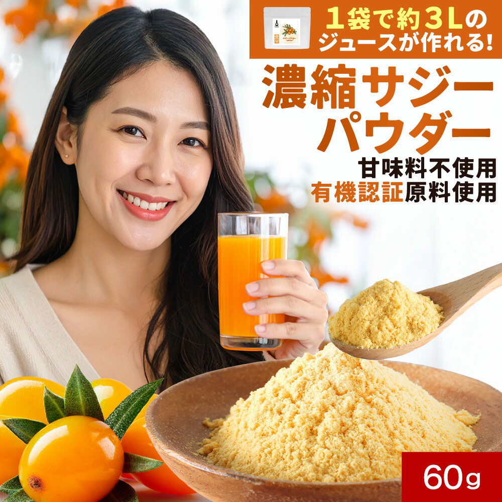 サジー 粉末 ジュース サジーパウダー 60g 約30日分 【オーガニック原料 保存料 無添加 有機サジー 鉄..