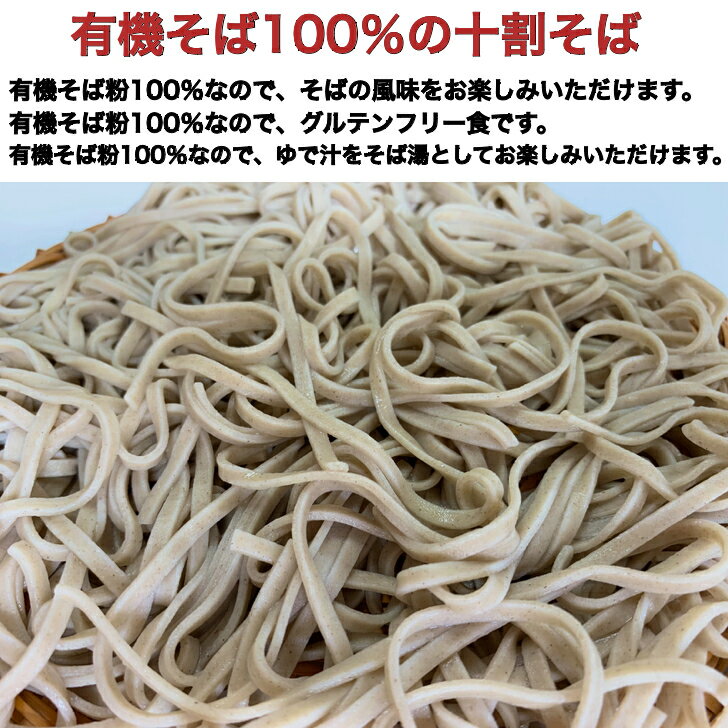 （送料無料）毎日十割有機そばと無添加つゆ5食分　100g×5袋 有機そば　十割そば　オーガニックそば　グルテンフリーそば　natural＆Organic　ナチュラル＆オーガニック