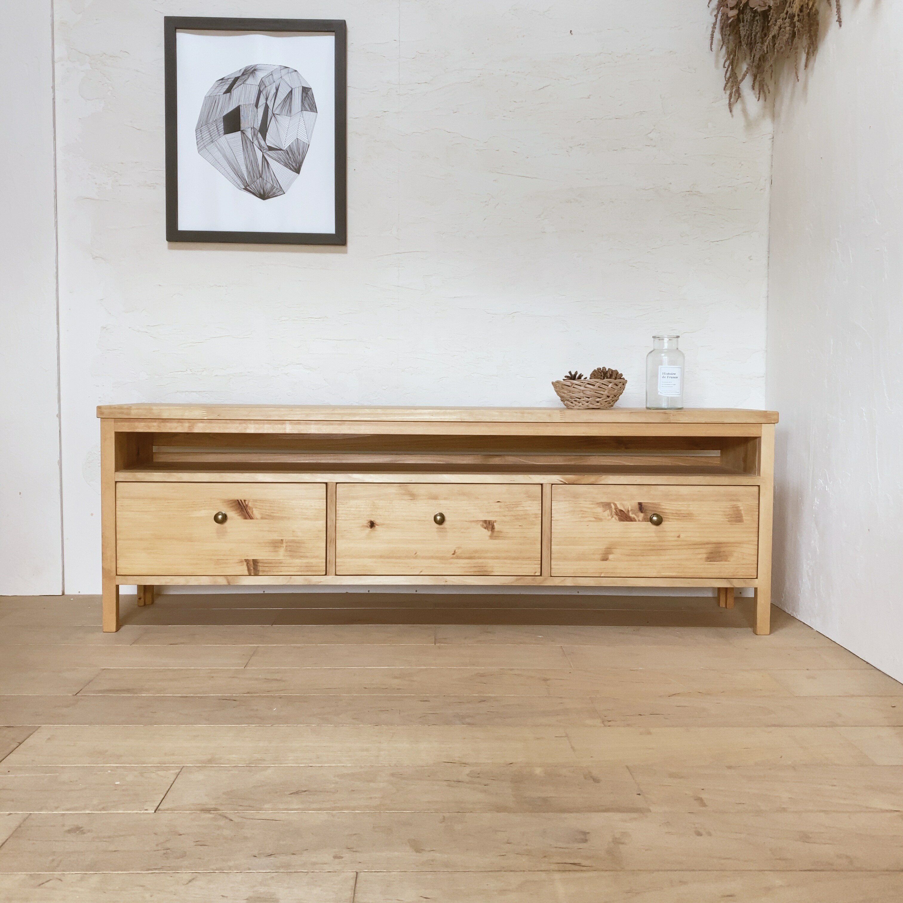 W140 テレビボード　ローボード　テレビ台　ナチュラル　引き出し　韓国　リゾート　おしゃれ